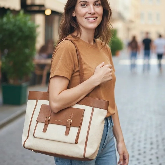 Cole Haan Tan and Cream Shoulder Bag - Picture 1 of 8